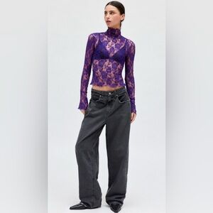 Urban Outfitters Purple Lace Long Sleeve Blouse